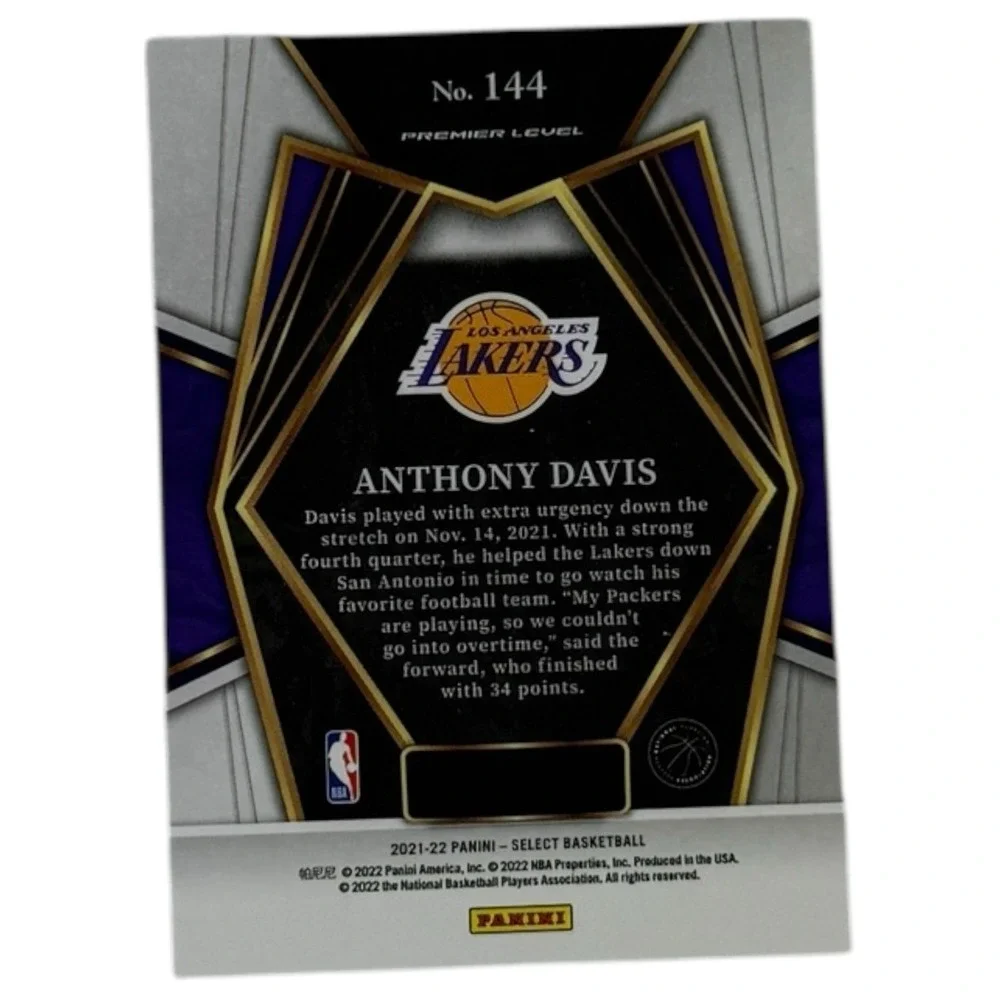 2021-22 PANINI‎ SELECT- PREMIER LEVEL- ANTHONY DAVIS #144 LA LAKERS